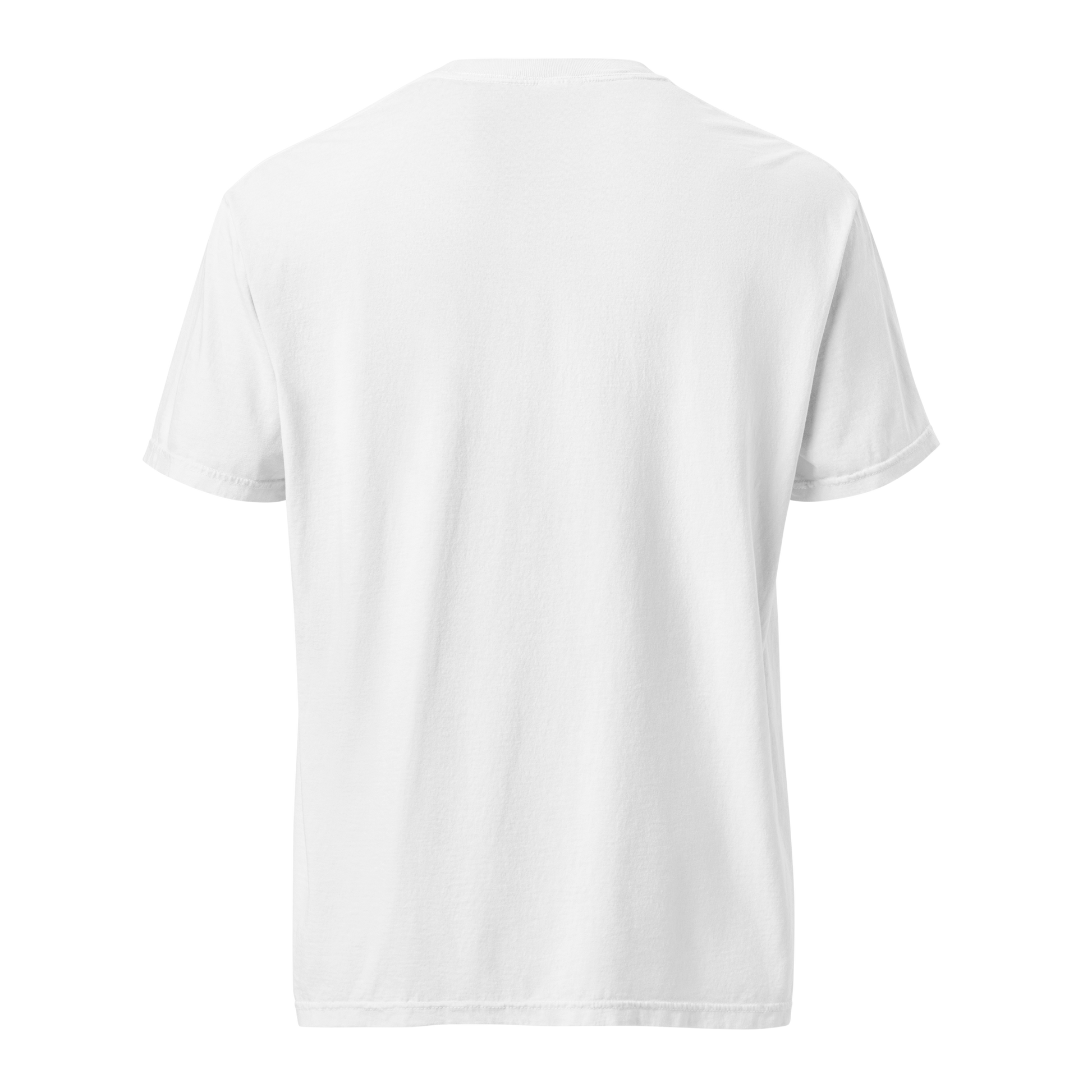 Back view of a plain white unisex short-sleeve t-shirt with no print, shown on a transparent background.